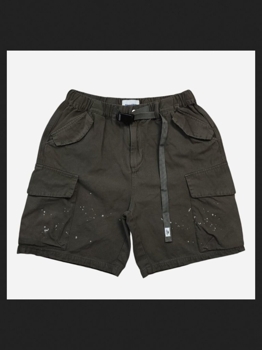 thisisIZI8 x Liberaturs cargo shorts in olive green